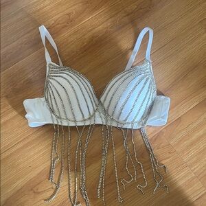 SHEIN Silver Embellished Bustier Top